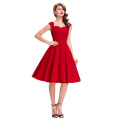 Belle Poque Stock Sleeveless solide Baumwolle Retro Vintage 50er Kleid kurz rot BP000069-2